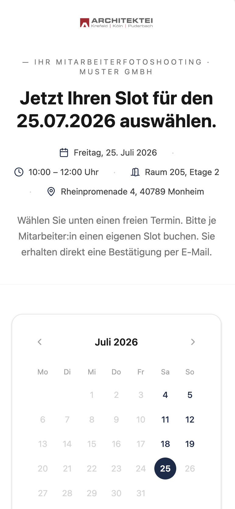 Online-Terminbuchung am Smartphone