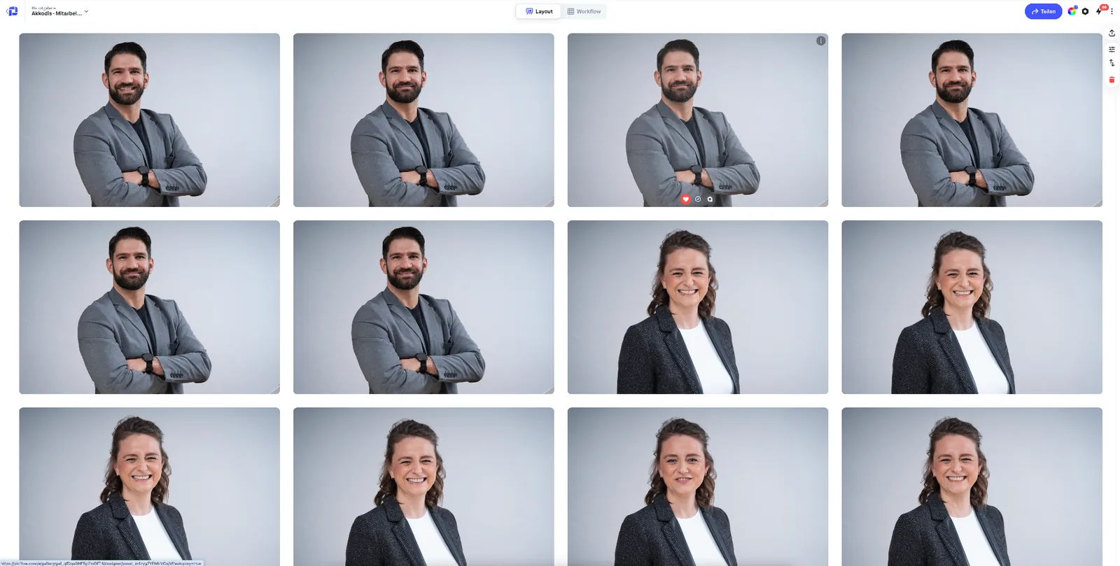 Bildauswahl in der Online-Galerie nach dem Team-Shooting